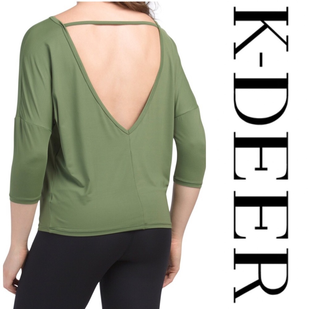K-DEER New V-Back Pullover Long Sleeve Shirt Olive